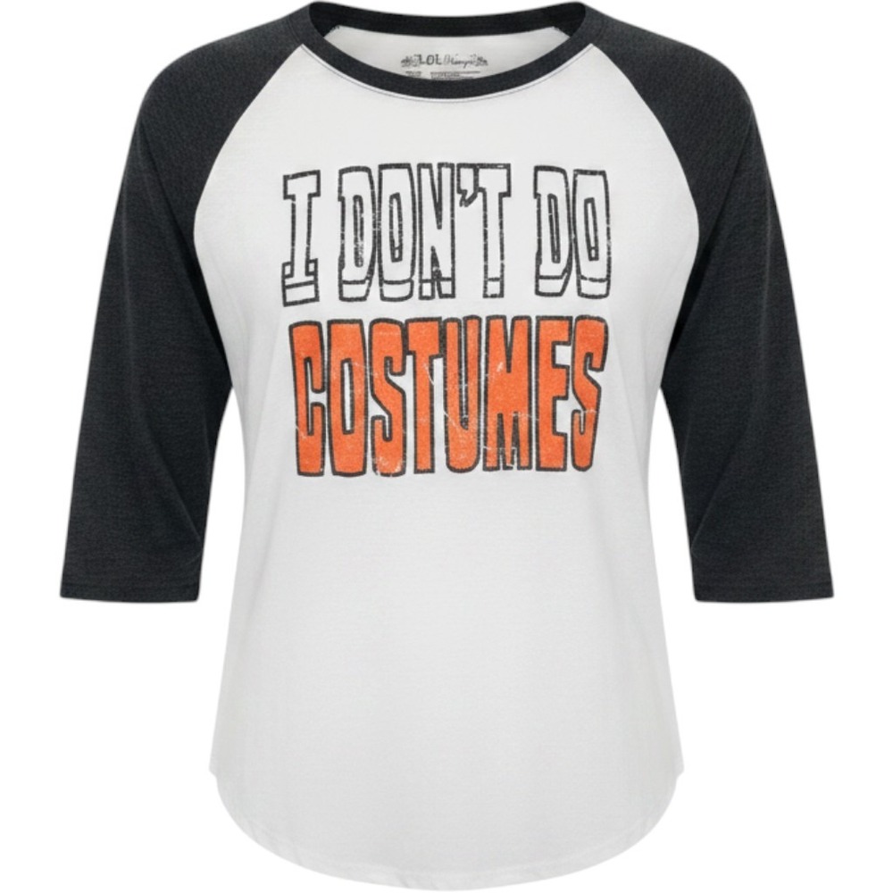 L.O.L. Vintage Halloween Shirt Black White Orange Raglan Tee Womens XL